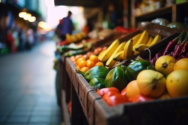 Lokaler Lebensmittelmarkt auf der Straße KI generiert