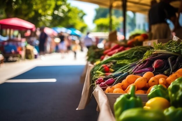 Lokaler Lebensmittelmarkt auf der Straße KI generiert