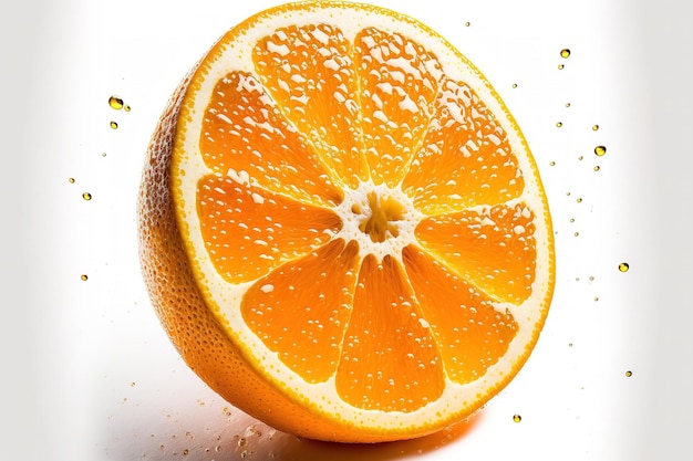 Lokalisierte orange Fruchtscheibe auf einem weißen Hintergrund