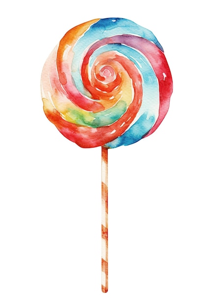 Lolipop-Aquarell-Cliparts niedlich isoliert auf weißem Hintergrund mit generativer KI