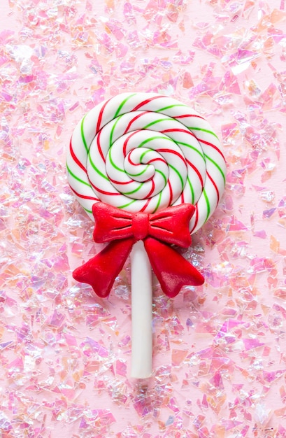 Lollipop en rosa con brillo brillante con copyspace