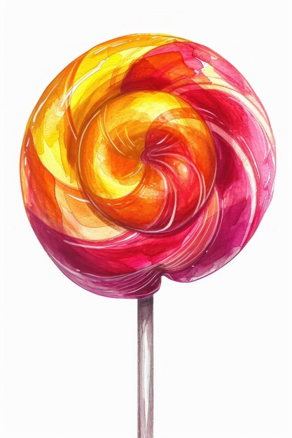 Foto lollipop vibrante em palito contra fundo branco