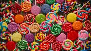 Foto lollipops coloridos com espaço para cópia