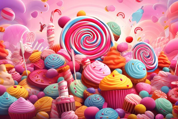 Lollipops coloridos e doces coloridos