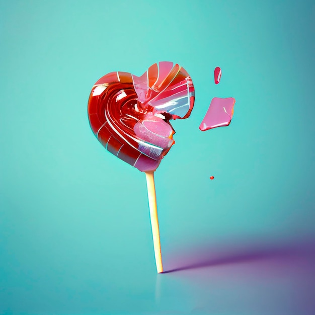 Lollypop Broken Heart Ilustração do Dia dos Namorados criada pela tecnologia Generative AI