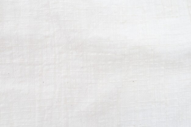 Lona de linho branca tecido de algodão natural amarrotado Linho natural feito à mão vista superior