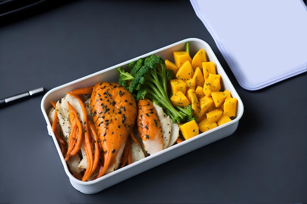 Una lonchera vegana con colores vibrantes e ingredientes frescos que transmiten el concepto de alimentación saludable en cada detalle Generado por IA