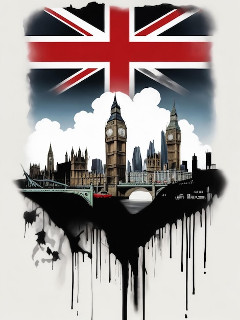 London artístico dibujado clip art conjunto de lugares famosos en fondo blanco
