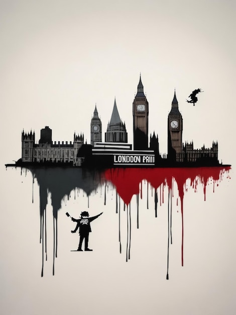 London artístico dibujado clip art conjunto de lugares famosos en fondo blanco