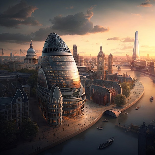 London City Fantasy-Hintergrund-Hintergrundbild. Ai-generierte Kunst