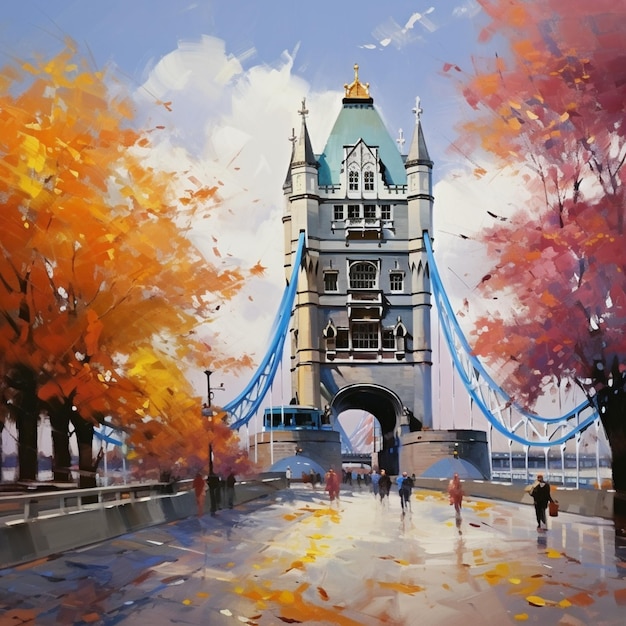 Londoner Turmbrücke Kunstwerk Leinwandmalerei Bild KI-generierte Kunst