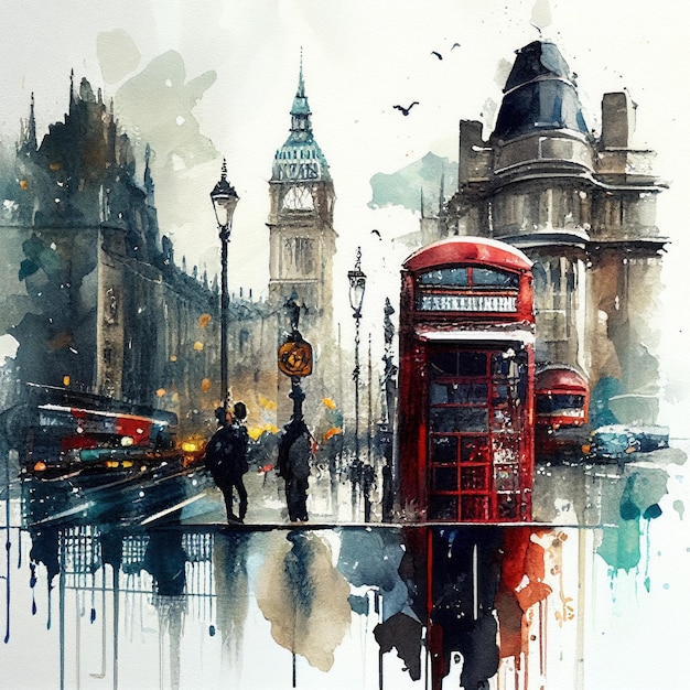 Londres em estilo aquarela por Generative AI