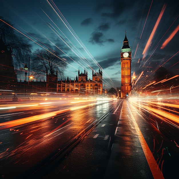 Foto londres long exposure city trails light (luz de la ciudad de londres con larga exposición)