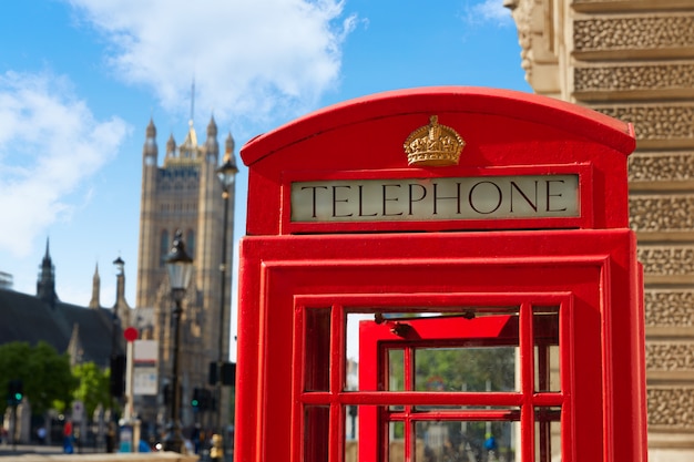 Londres viejo teléfono rojo caja