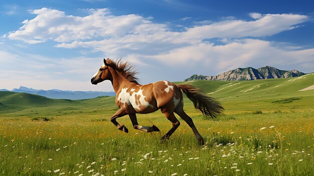 Foto lone horizon la elegancia de un prado con un horizonte solitario donde la simplicidad de la naturaleza se encuentra