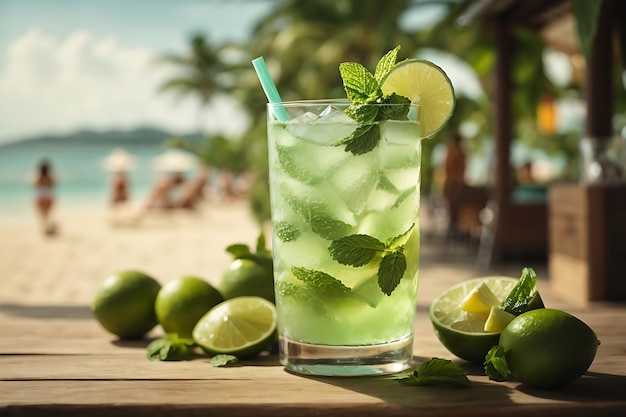 Long Drink mojito cóctel verano tropical playa soleada bar de bebidas