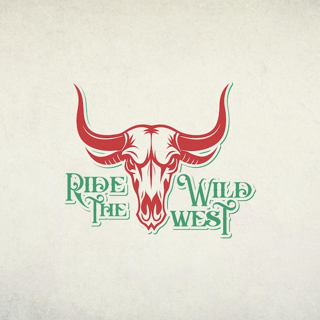 Longhorn lettering logo design vintage velho touro vintage letras vetoriais
