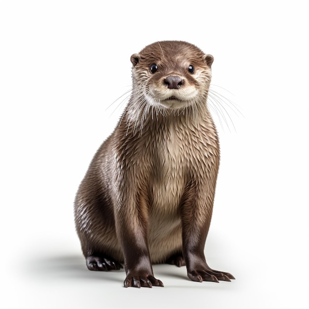 Lontra isolada em fundo branco