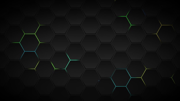 Loop de superfície de hexágonos futuristas RGB Fundo multicolorido Animação de superfície hexagonal abstrata Cores de néon Loop sem costura