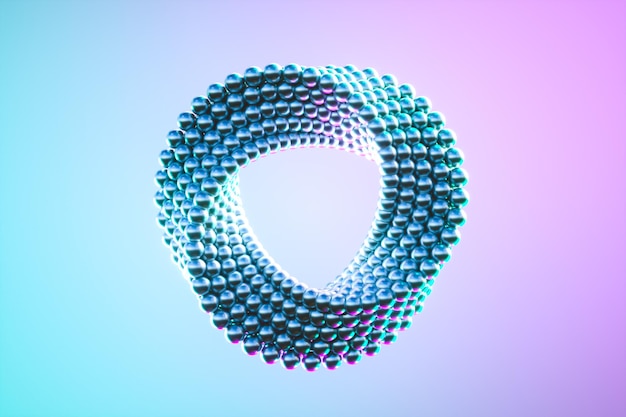 Loop geométrico feito de pequenas contas metálicas renderização 3d