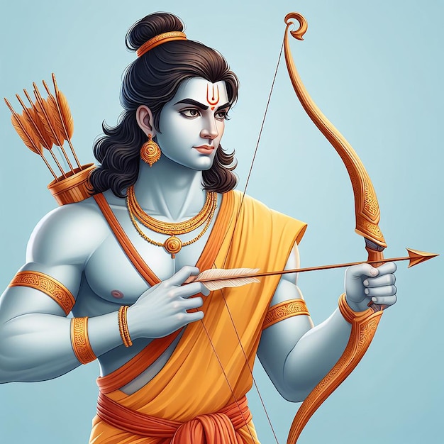 Lora ram deus hindu Ram Navami especial banner de papel de parede 3D ou estilo de cartaz ai gerado