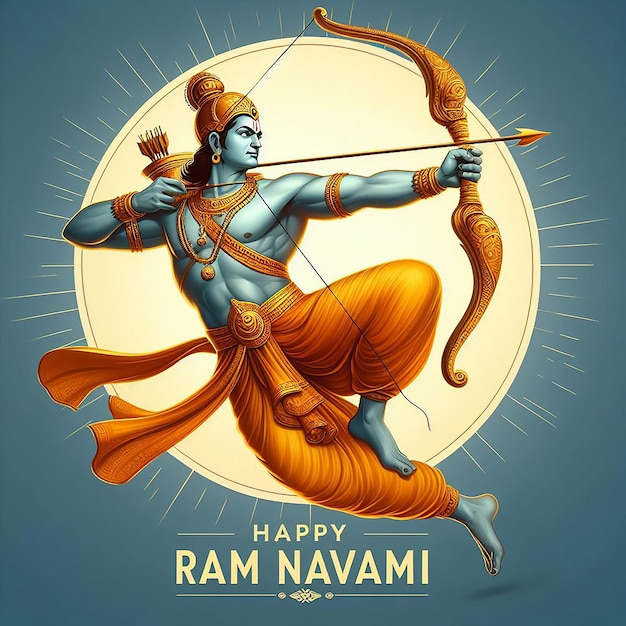 Foto lora ram dios hindú ram navami especial 3d papel tapiz estandarte o estilo póster ai generado