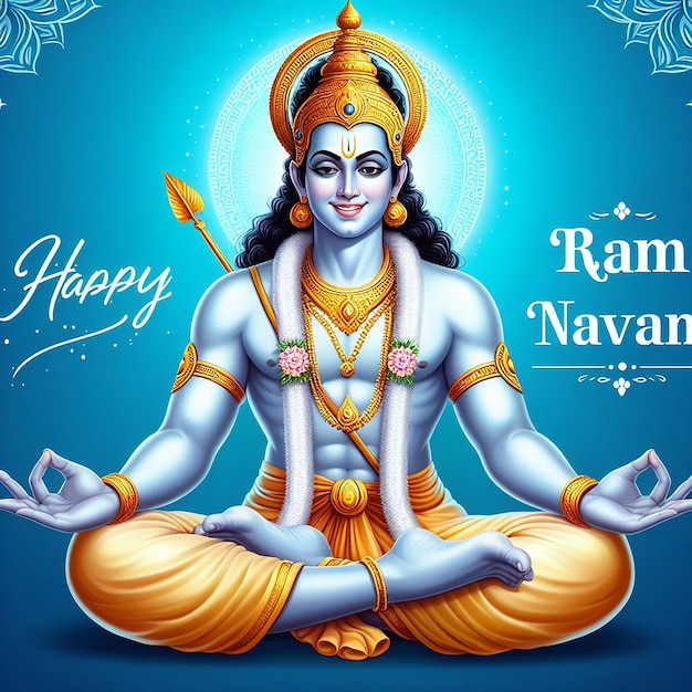 Lora ram dios hindú Ram Navami especial 3d papel tapiz estandarte o estilo póster ai generado