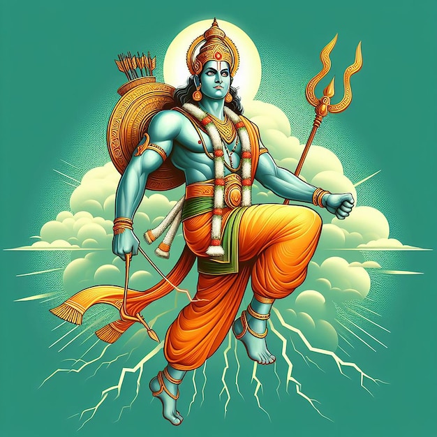 Lora ram Hindu-Gott Ram Navami spezielle 3D-Wallpapier-Banner oder Poster-Stil ai generiert