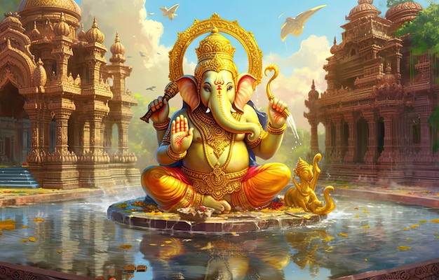 Lord Ganesha als Beseitiger von Hindernissen und dachte, Glück zu bringen