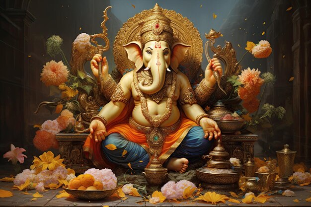 Lord Ganesha Deus da mitologia hindu Ganesh Arte generativa ai