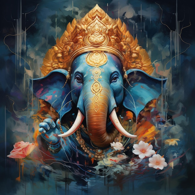 Lord Ganesha Deva Brahman Ganapatya Saguna Brahman Panchayatana Puja im Hinduismus, der elefantenköpfige Gott der Weisheit und des Wohlstands, die Götter des hinduistischen Pantheons