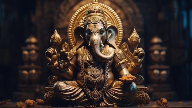 Lord Ganesha Deva Brahman Ganapatya Saguna Brahman Panchayatana Puja im Hinduismus, der elefantenköpfige Gott der Weisheit und des Wohlstands, die Götter des hinduistischen Pantheons