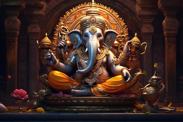 Lord Ganesha Deva Brahman Ganapatya Saguna Brahman Panchayatana puja no hinduísmo o deus com cabeça de elefante da sabedoria e da prosperidade os deuses do panteão hindu