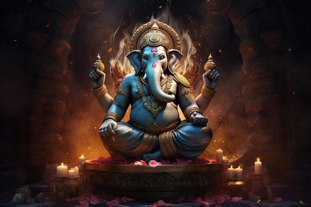 Lord Ganesha Deva Brahman Ganapatya Saguna Brahman Panchayatana puja no hinduísmo o deus com cabeça de elefante da sabedoria e da prosperidade os deuses do panteão hindu