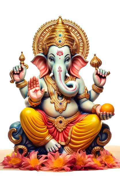 Lord Ganesha Idol auf einer weißen Leinwand