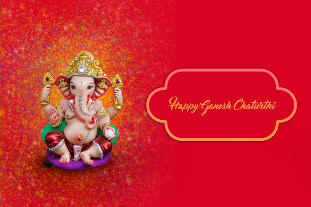 Lord Ganesha im Happy Ganesh Festival Banner