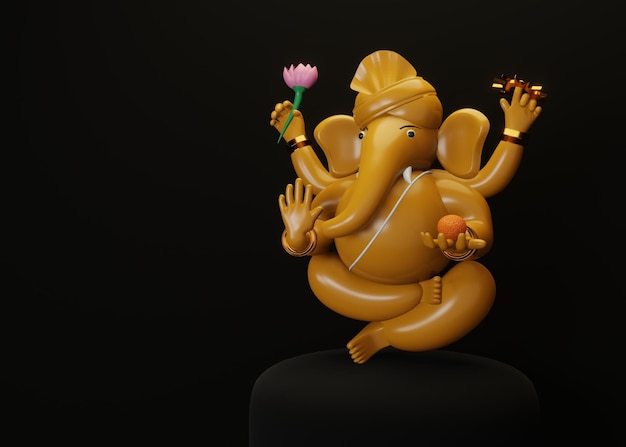Lord Ganesha Seitenansicht 3D-Darstellung. Hochwertiges Foto