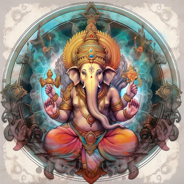 Lord Ganesha sitzt auf dem Thron