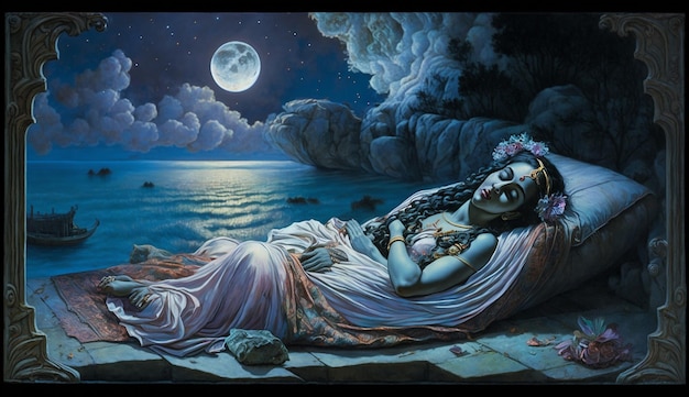 Lord krishna flauta sono lua noite papel de parede imagem arte gerada por IA