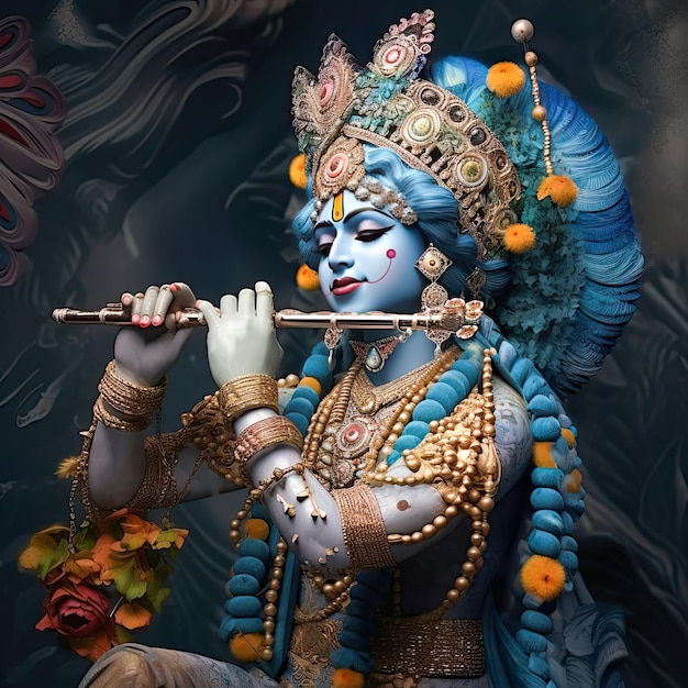 Lord Krishna con la hermosa flauta