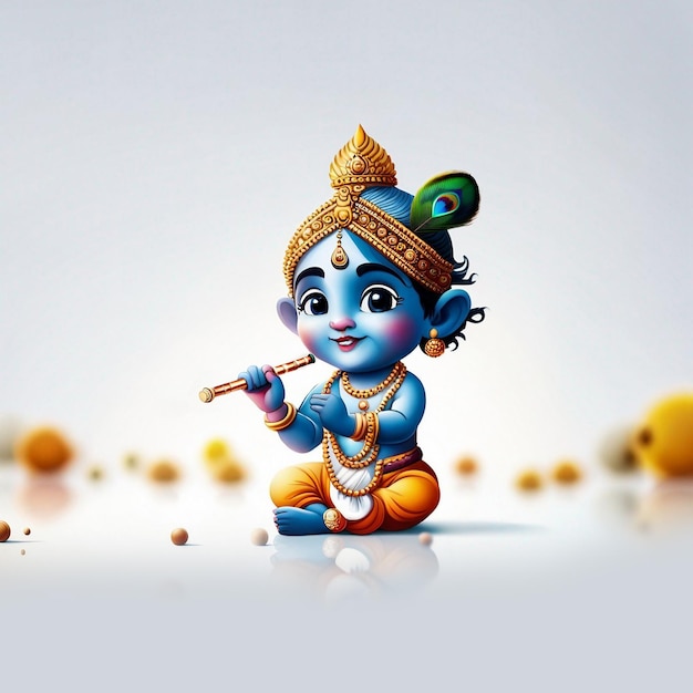 Lord Krishna Janmashtami-Bilder Krishna mit Flöte in der Hand, der Krishna mit AIGenerated Image spielt