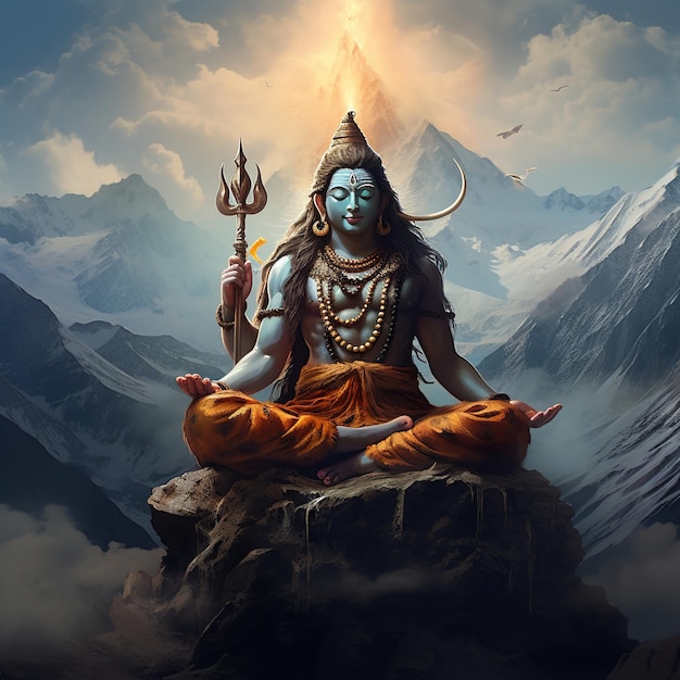 Lord mahadev God Shiv diseño de póster para fondo de pantalla Generative Ai