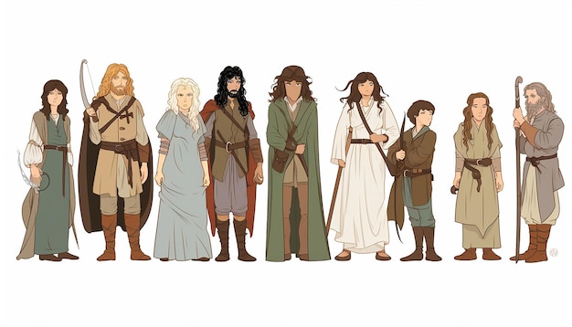 Foto lord of the rings illustration of the main charachters