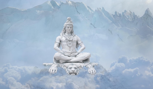 Lord Shiv con nubes Dios Mahadev ilustración con nubes azules