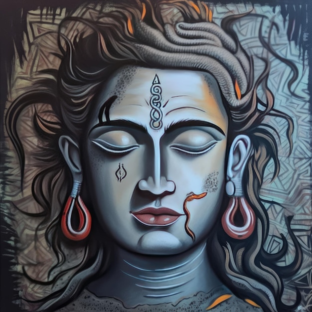 Lord Shiva kobra serpiente en pintura de cuello IA generativa