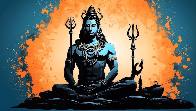 Lord_Shiva_Silhouette mit Yoga