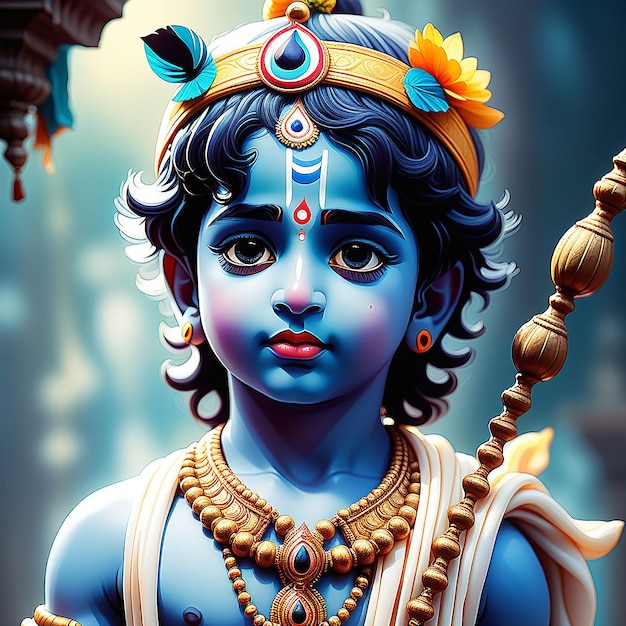 Lord Shri Krishna realistisches Bild Hintergrund