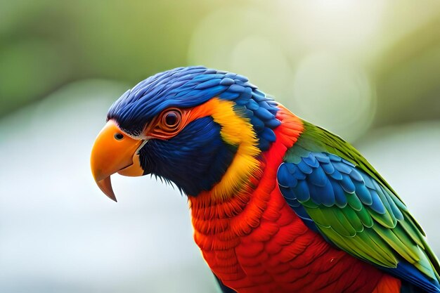 Un loro colorido con una cabeza amarilla y azul.