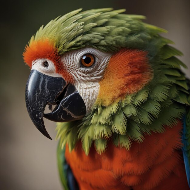 un loro colorido con un pico negro y un pico verde y azul