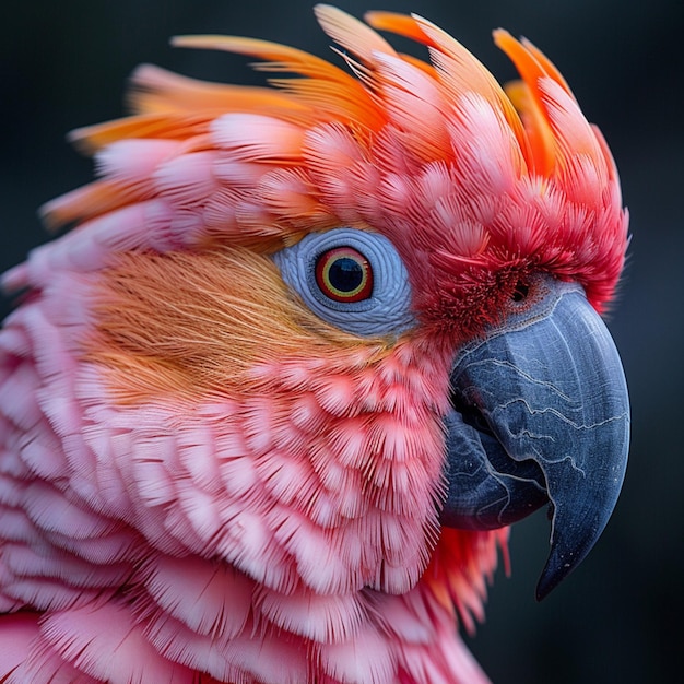 un loro colorido con plumas naranjas y amarillas y un pico rojo y naranja